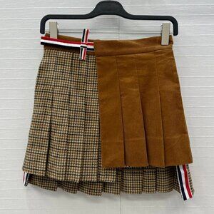 Thom Browne Gunclub Check Cheviot Tweed Pleated Mini Skirt